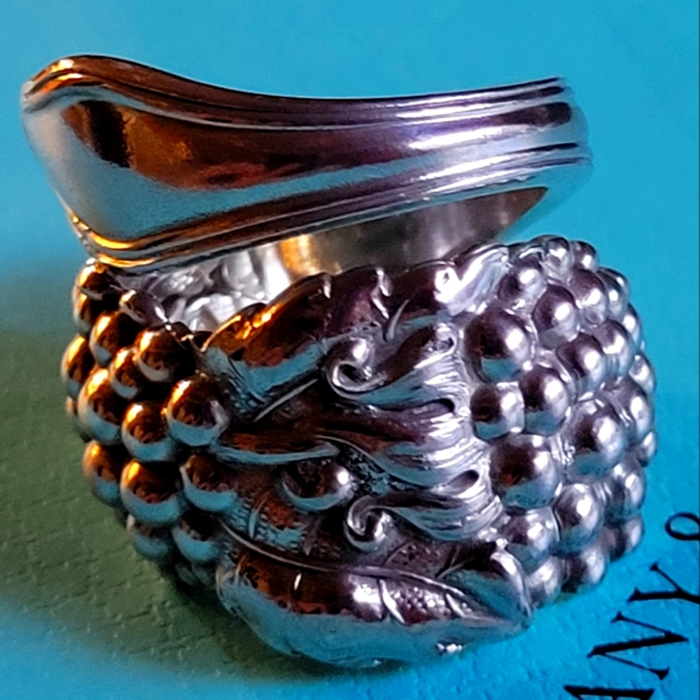 1890 Tiffany & Company Blackberry Spoon Ring in Sterling Silver # 87 Size 6.5-7
